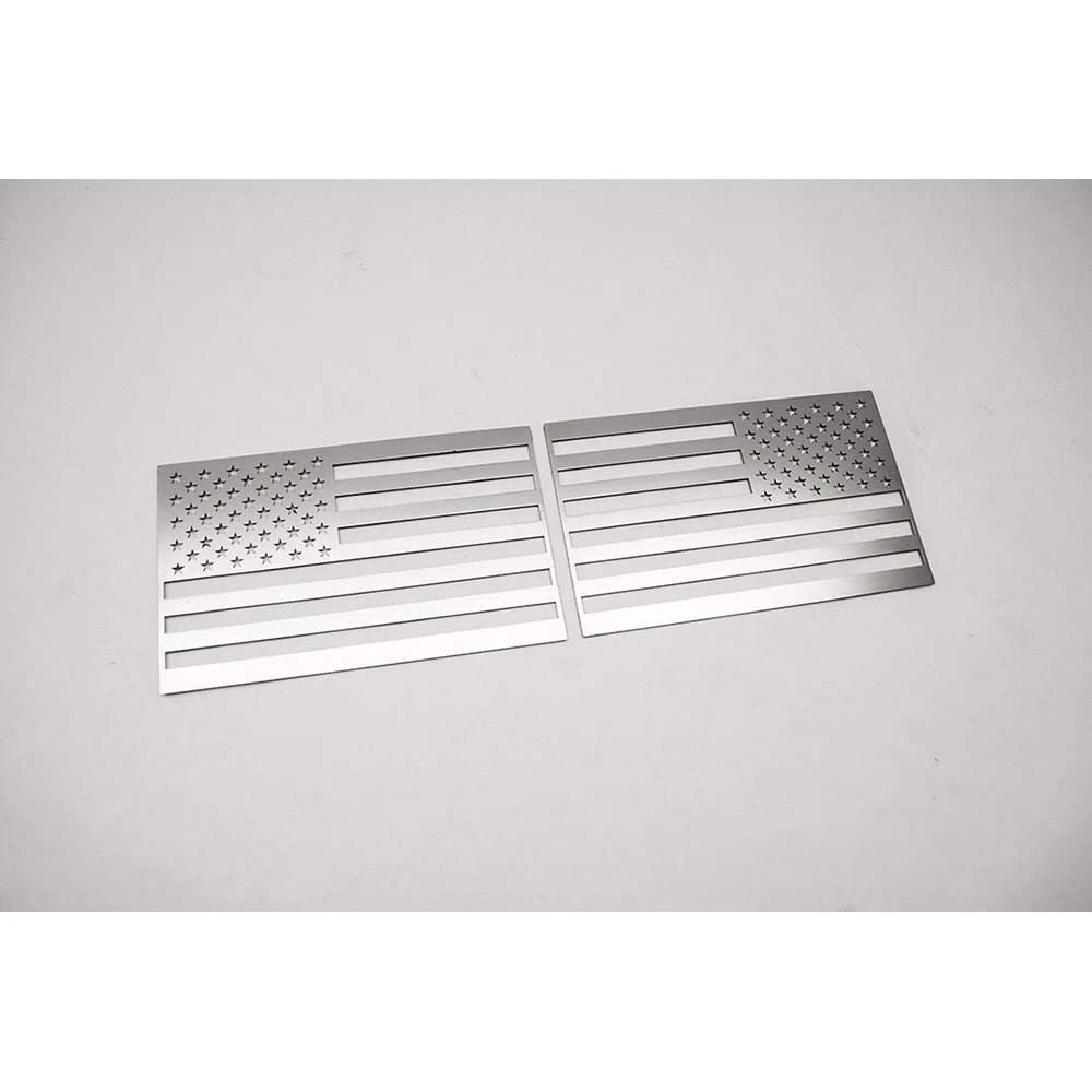 2pc Polished Stainless Steel Flag Emblems - American Car Craft