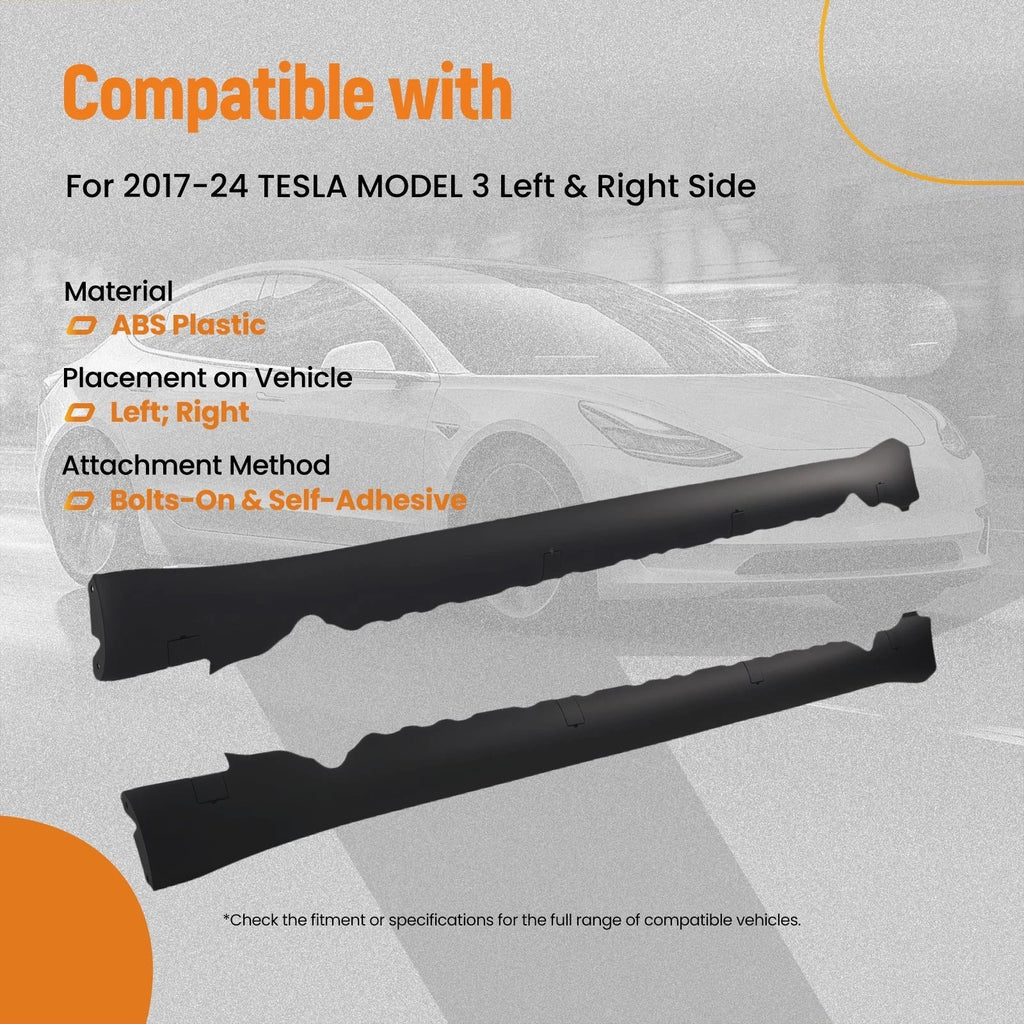 Set of 2 Side Skirt Body Panel Extensions for Tesla Model 3 (2017-2024)