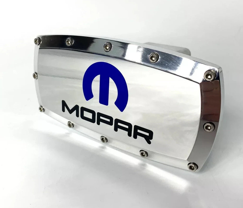 Hitch Receiver Plug Mopar M Logo Polished 2 Inch for Jeep Wrangler (2018–2024)