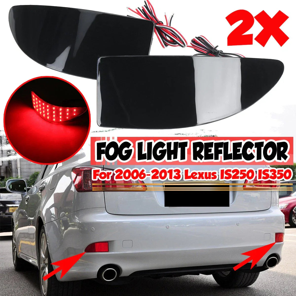 Smoke /  / Rear Bumper LED Fog Lights Reflector for Lexus IS (2006–2013)