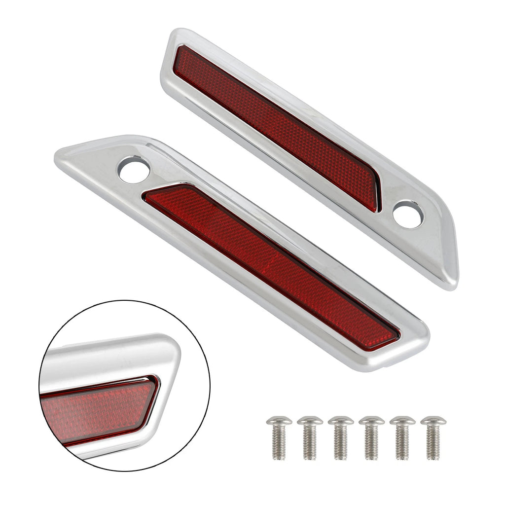 Saddlebag Latch Reflective Cover Chrome/Red for Harley Touring Road Glide (2014–2023)