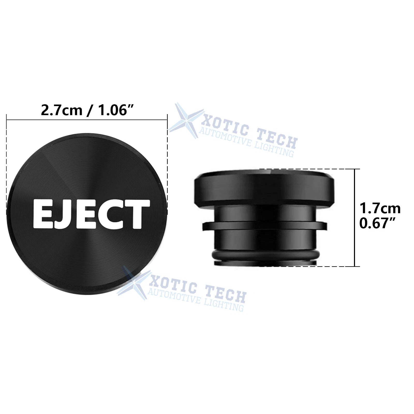 EJECT Cigarette Lighter Plug Cover for Black Alloy (12V-12V)