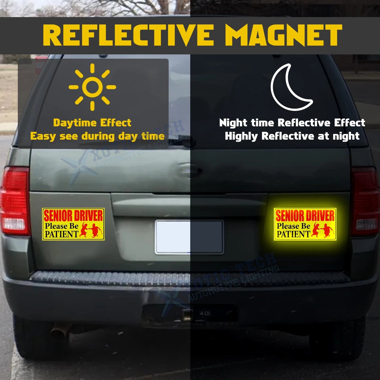 Reflective Senior Driver Car Magnet for Bumper Sticker (2024-2024)
