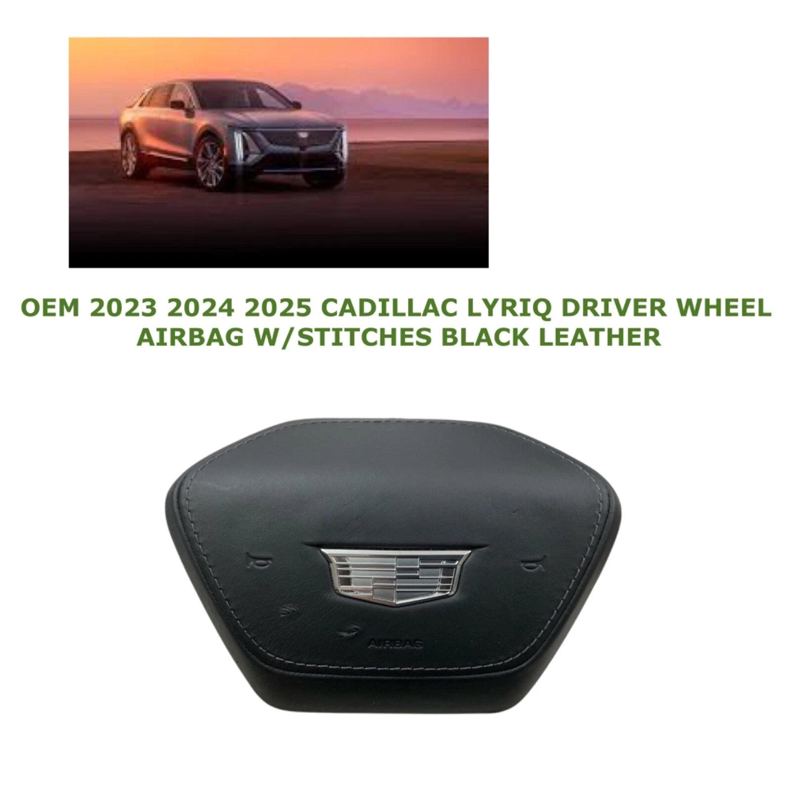 Driver Wheel Airbag for Cadillac Lyriq (2023–2025) W/Stitches Black 86808937