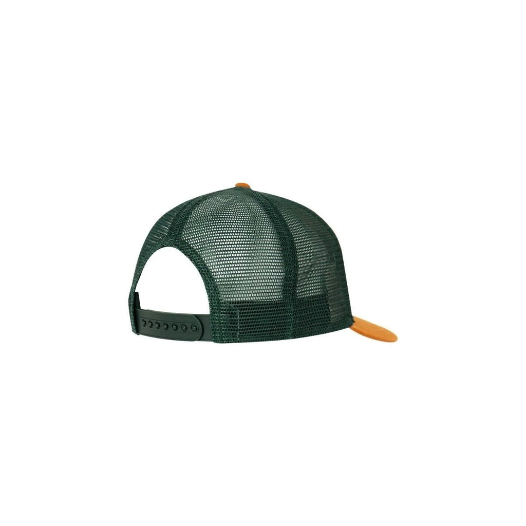 Mack Trucker Hat Mesh Back Cap Beige Front Green Mesh Brown Brim Vintage