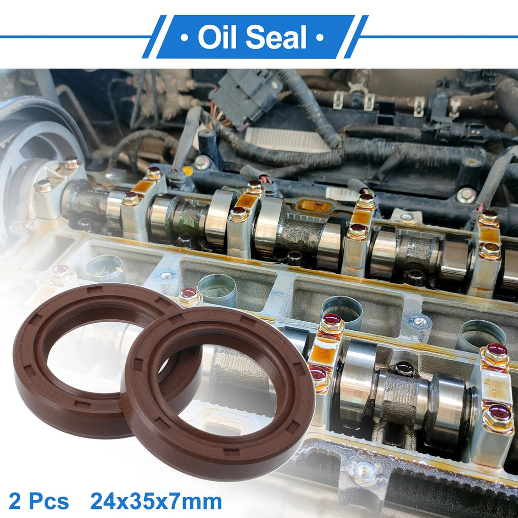 Set of 2 Oil Seal Rotary Shaft Seal FKM Rubber 24x35x7mm for Various Models