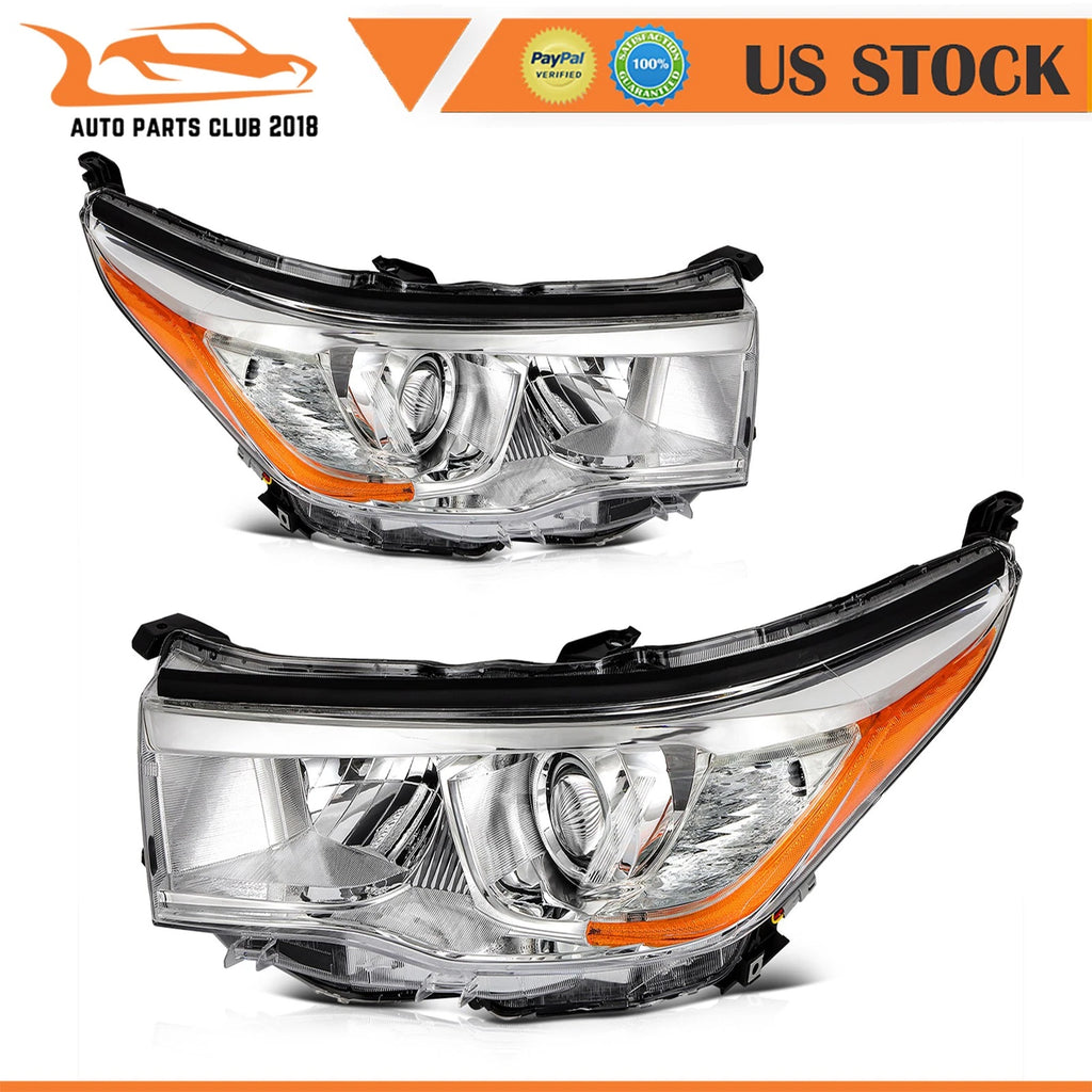 Chrome Housing Headlights Assembly L+R for Toyota Highlander (2014–2016)