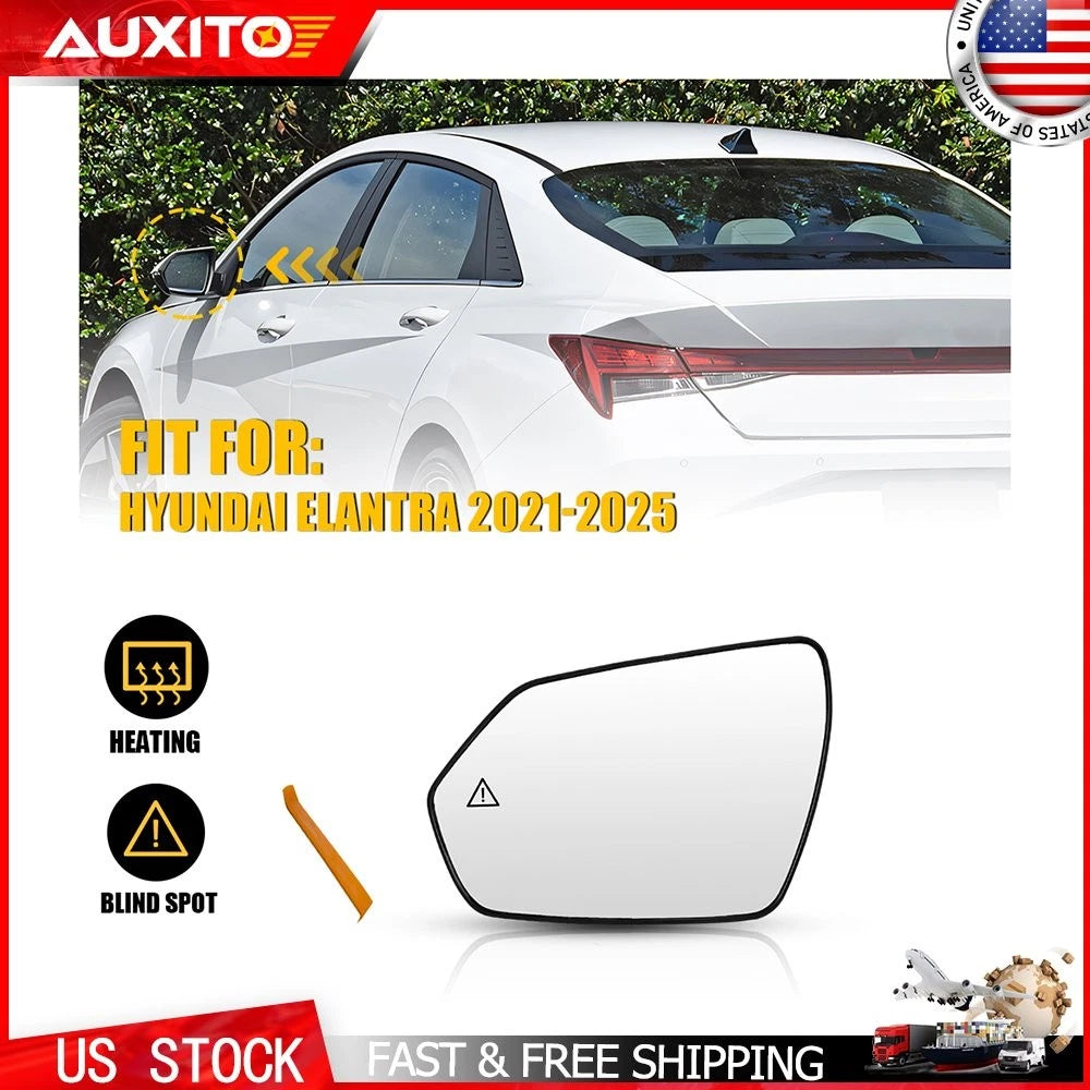 Heated Driver Side Mirror Glass with Blind Spot for Hyundai Elantra (2021–2025)