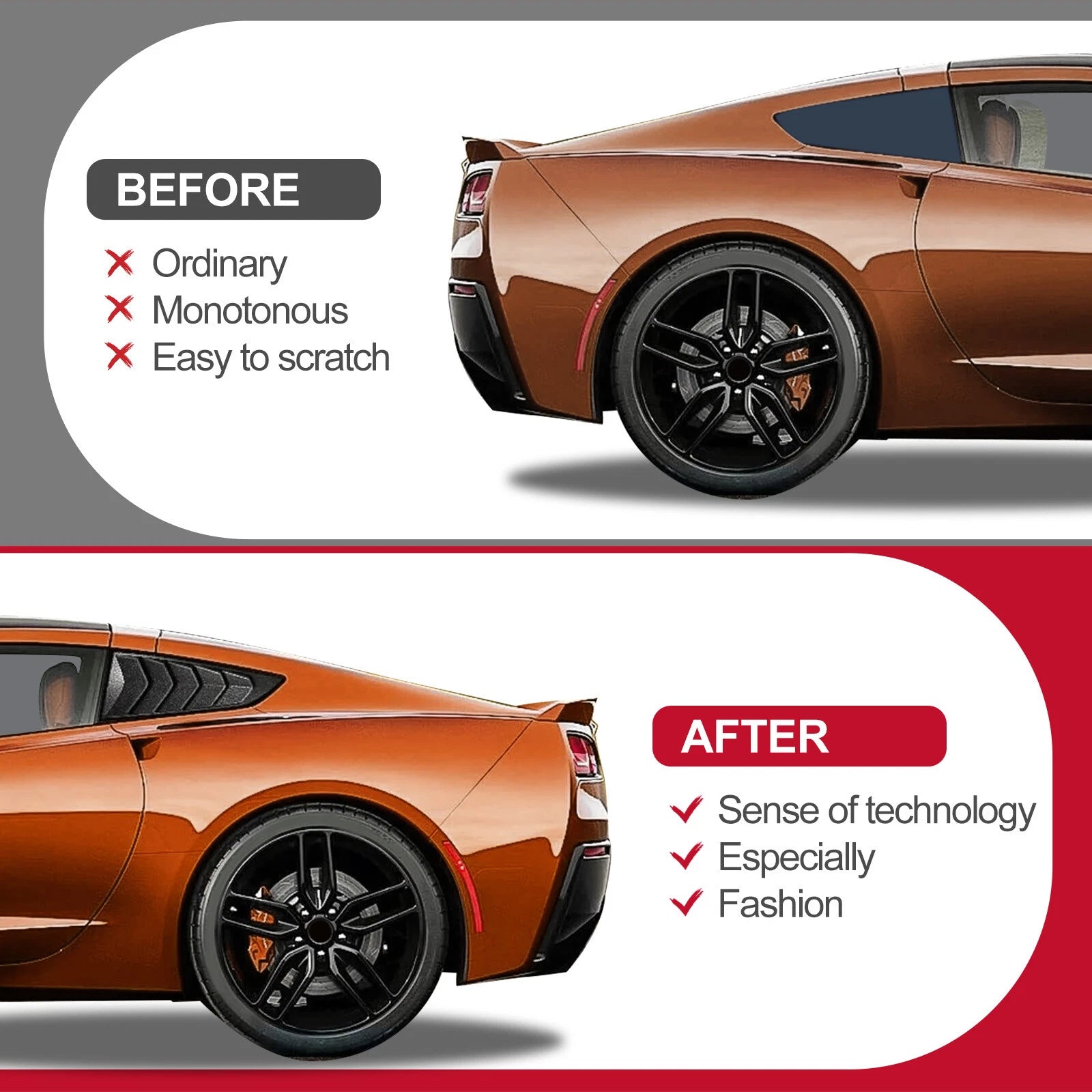 Side Window Louver Cover Sun Shade for Corvette C7 (2014-2019)