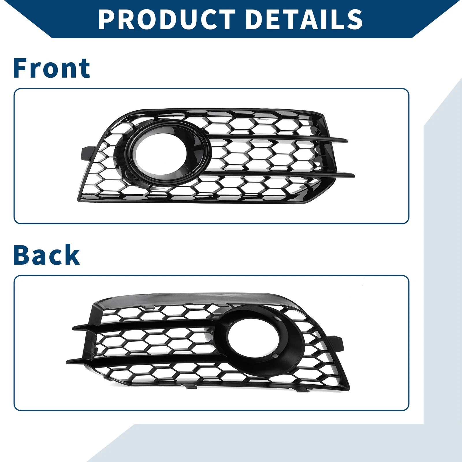 1 Pair Fog Light Grills for Audi A1 8X (2010–2014) No. 8X0807681A/8X0807682A