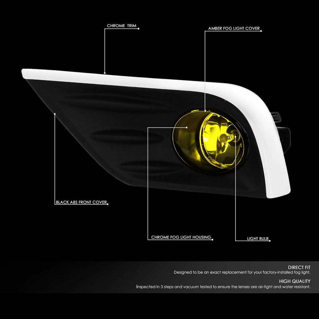 Fog Light Lamp Set for Nissan Altima (2016–2018) Amber Lens, Chrome Trim, Switch