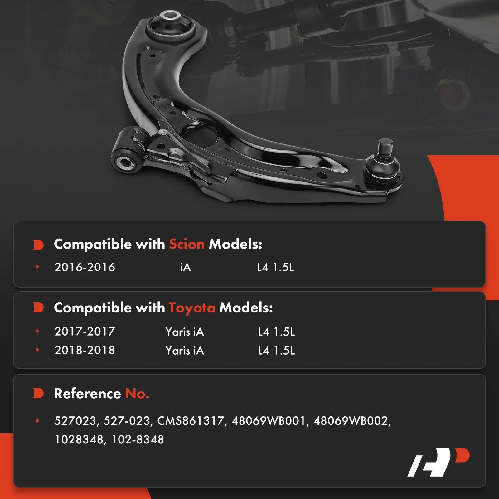 Front Left Lower Control Arm with Ball Joint for Toyota Yaris iA (2017–2020)