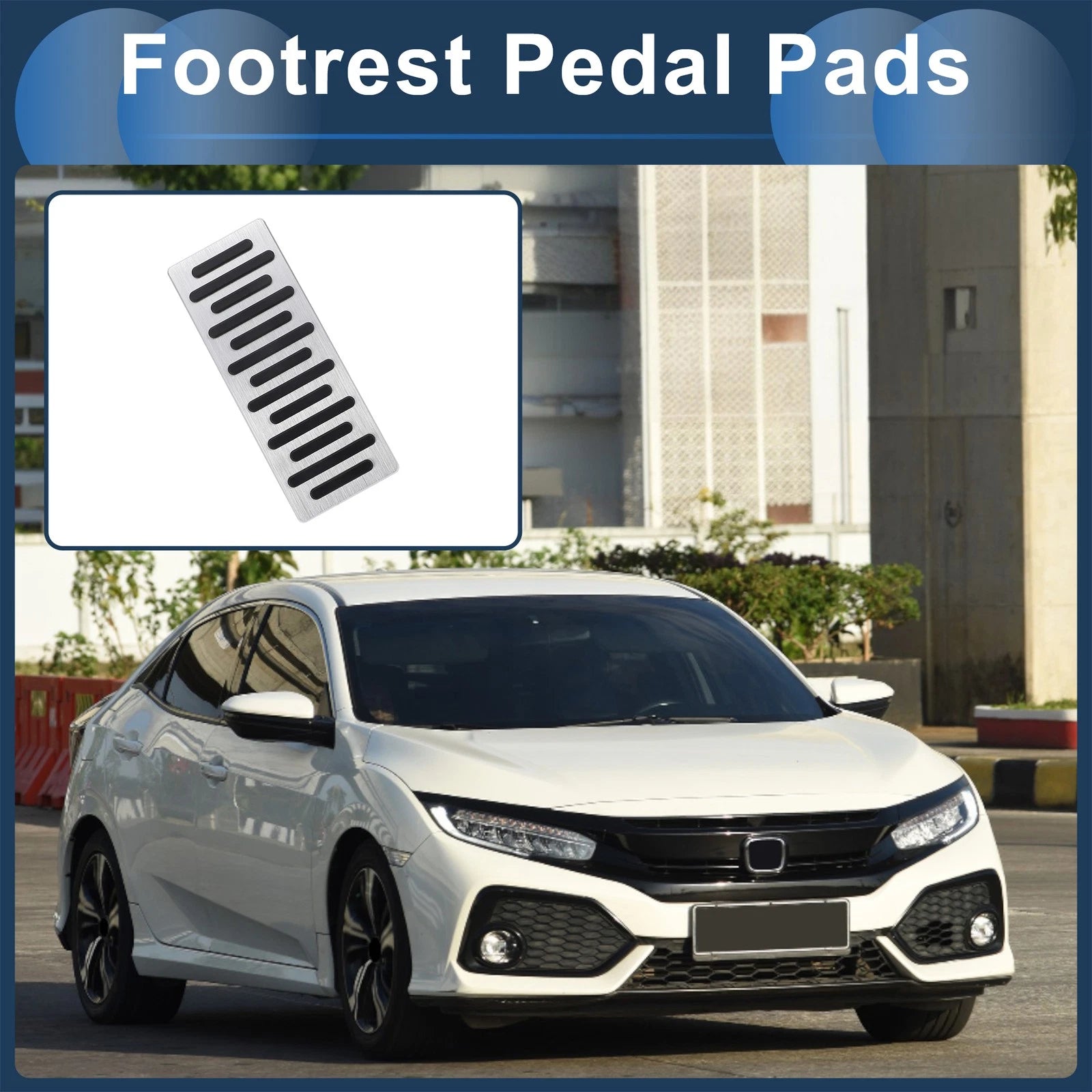 Footrest Pedals Cover for Honda Civic (2006–2009) Aluminum Alloy Silver Tone