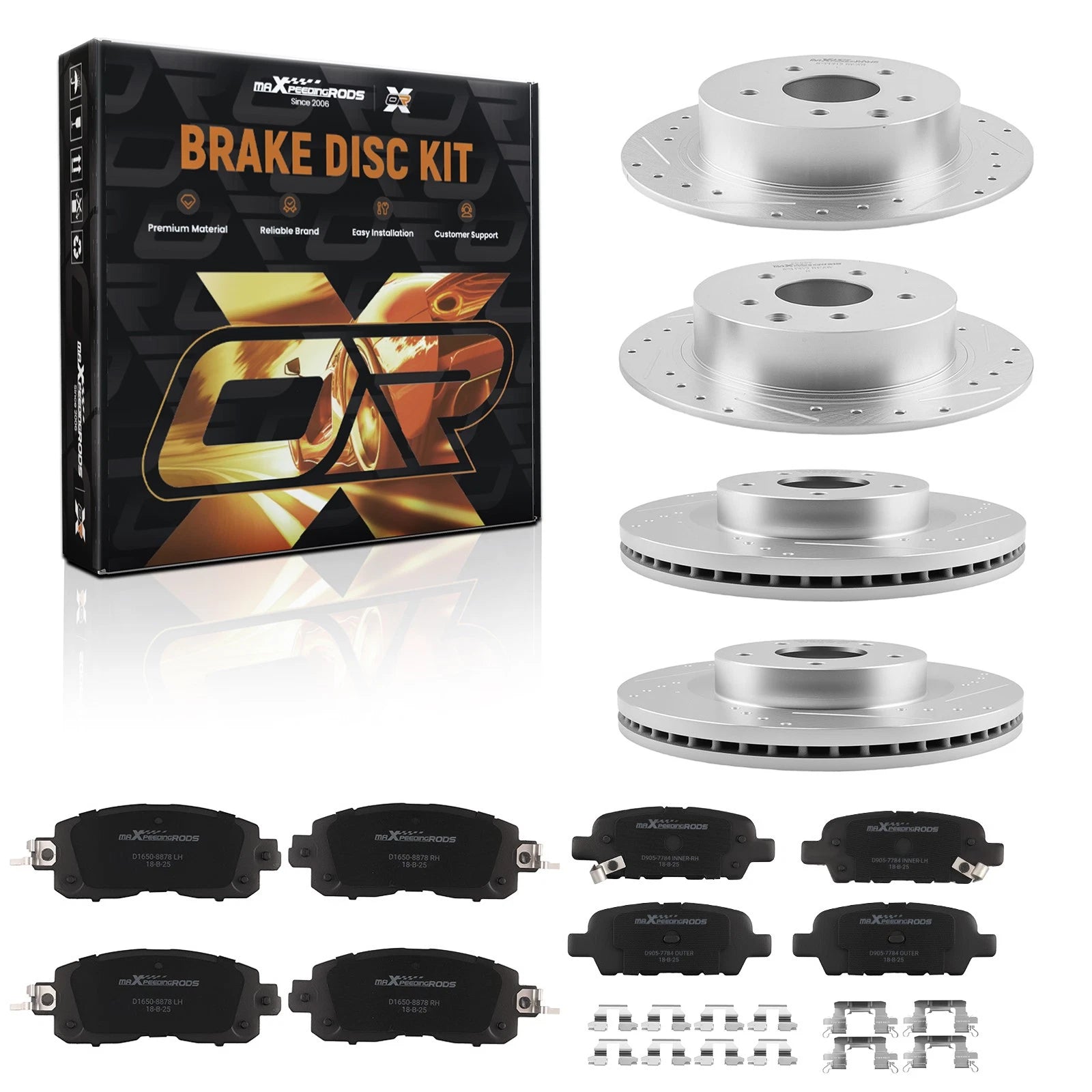 Set of 4 Brake Rotors & Ceramic Pads Kit for Nissan Altima (2013–2023) P-1650 P-905