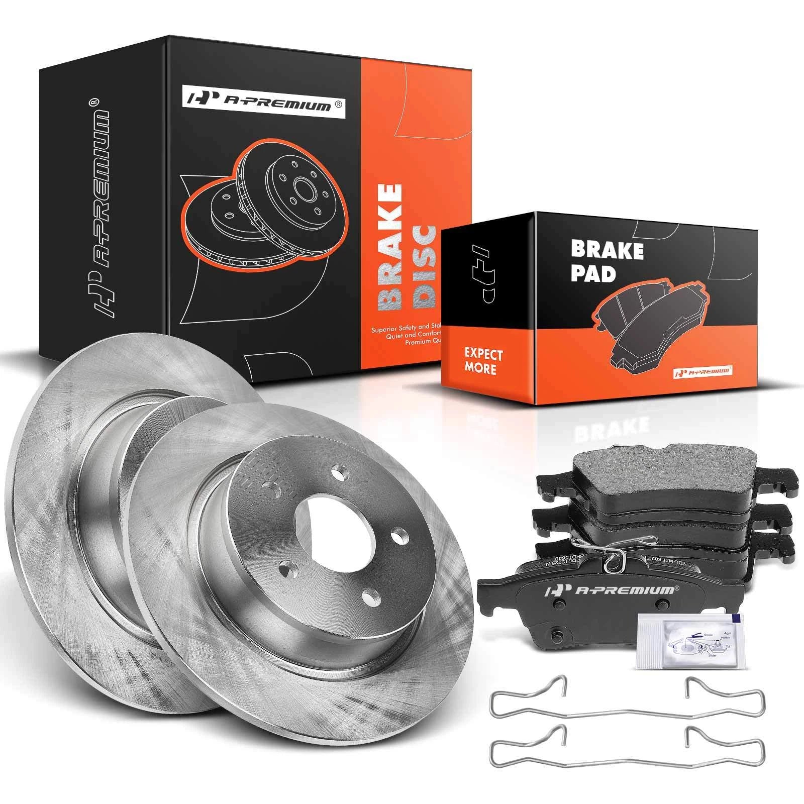 Set of 2 Rear Disc Brake Rotors & Ceramic Pads for Ford Escape (2013–2016)