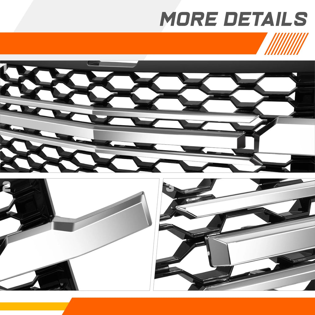Front Bumper Grille for Chevrolet Silverado 1500 LTD WT Custom Trail Boss (2019–2022)