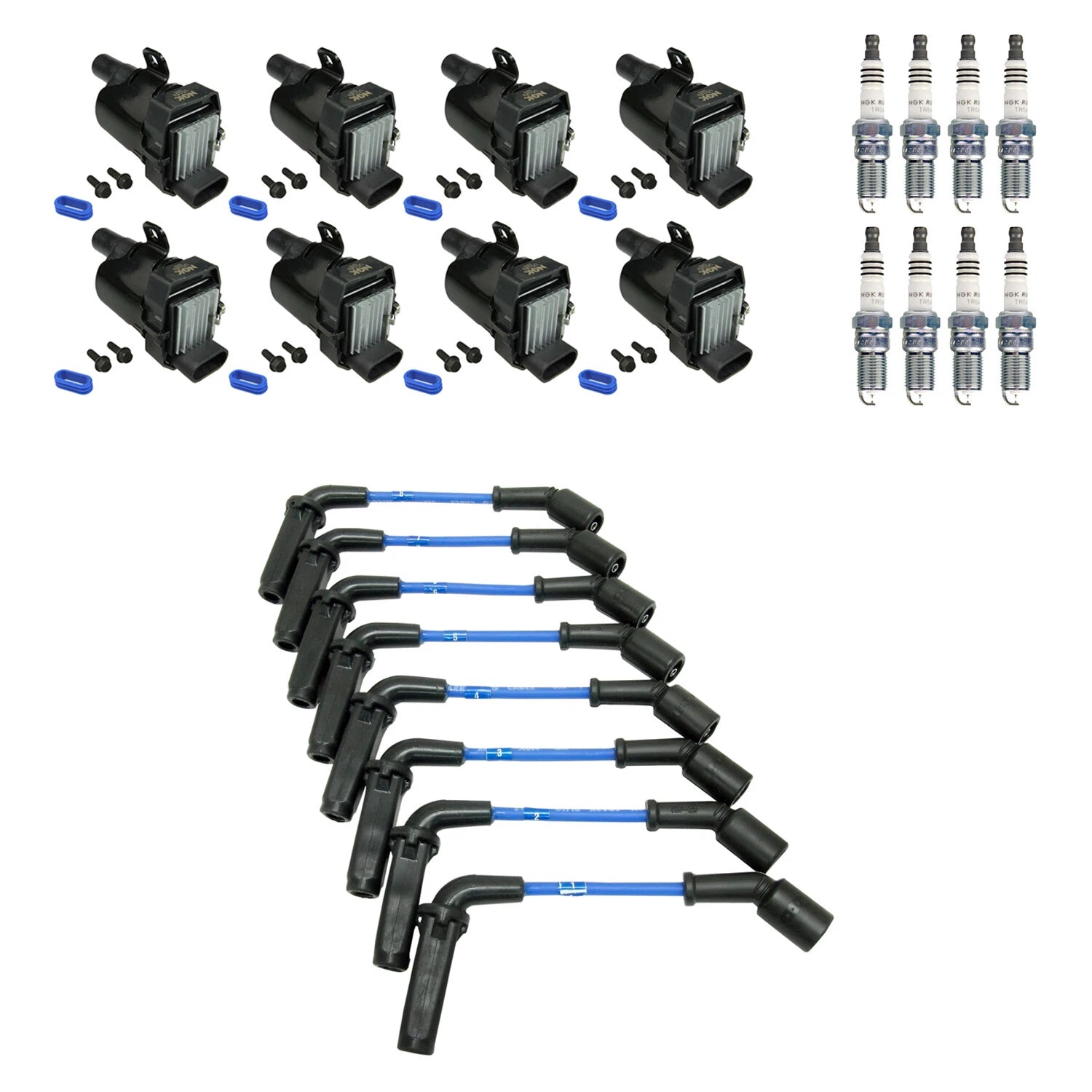 Set of 8 Ignition Coil Wires & Ruthenium Spark Plugs for Express Savana 1500 (2003–2023)