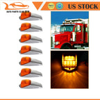 Set of 7 Yellow Cab Marker Clearance Lights Chrome for Freightliner Peterbilt (2017)