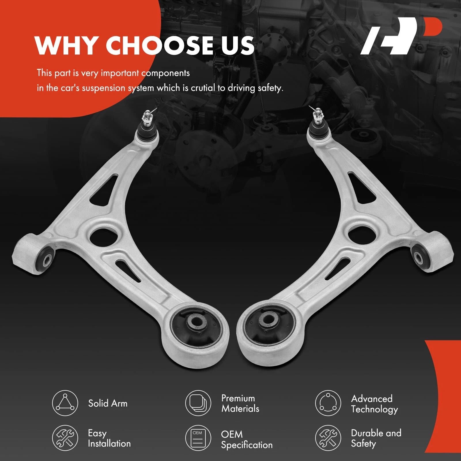 2X Front Lower Control Arm & Ball Joint for Kia Niro Hyundai Ioniq (2017–2022)
