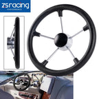 13.5" Black Stainless Steel Boat Steering Wheel for Marine Applications