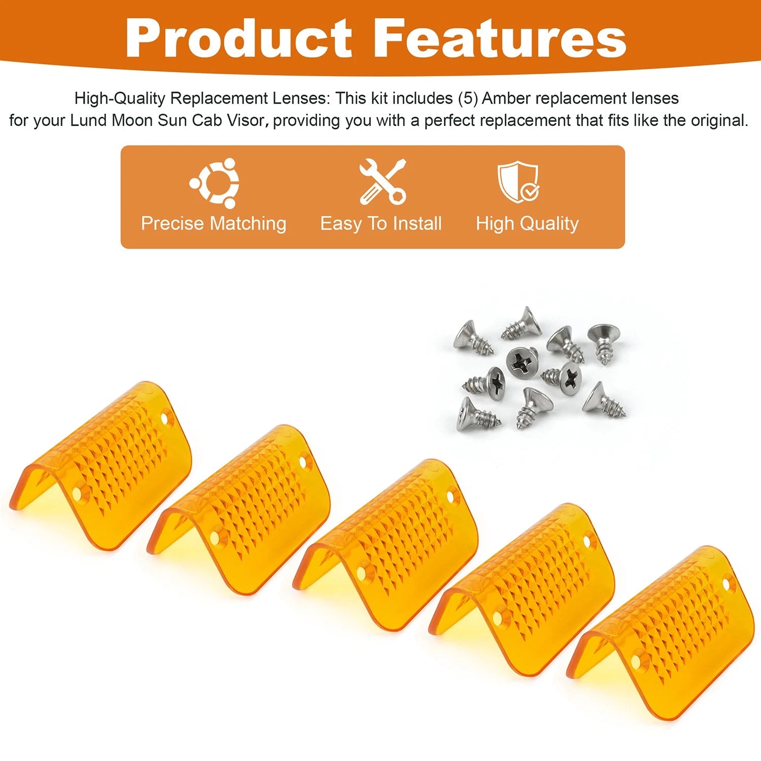 5X Amber Light Lens Covers for Lund Cab Sun Visor (Compatible)