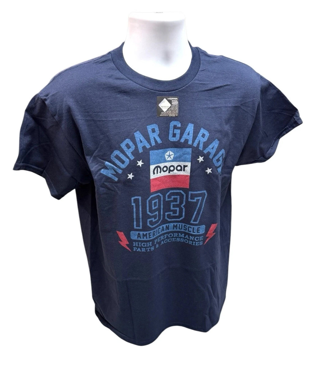 Navy Blue Licensed Mopar T Shirt for 1937 Garage Fan (1937–1937)