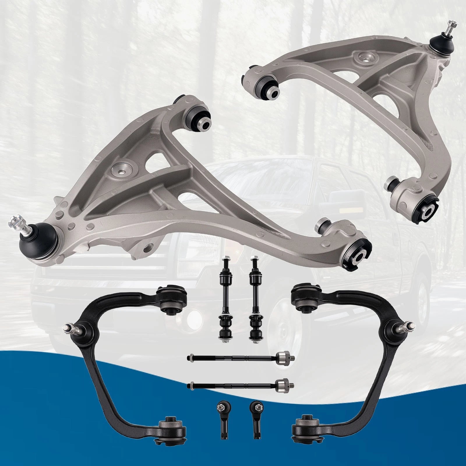 10pc Complete Control Arm Set for Ford F-150 MARK LT (2005–2008) 2WD