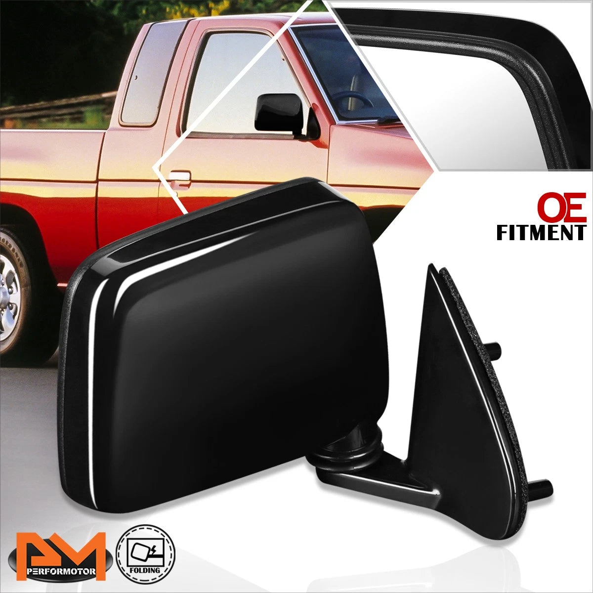 OE Style Manual Adjust Side Rear View Mirror RH for Nissan Pathfinder/D21 (1986–1994)