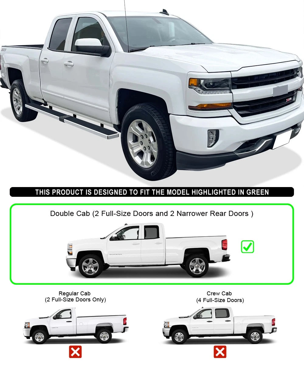 6in Wheel to Wheel Boards for Silverado Sierra Double Cab (2007-2018)