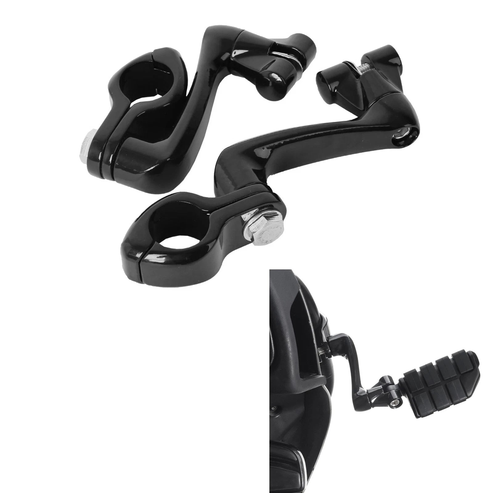 360 Adjustable Highway Foot Peg Mounting for Harley (Fits 1.25" 32mm Engine Guard)