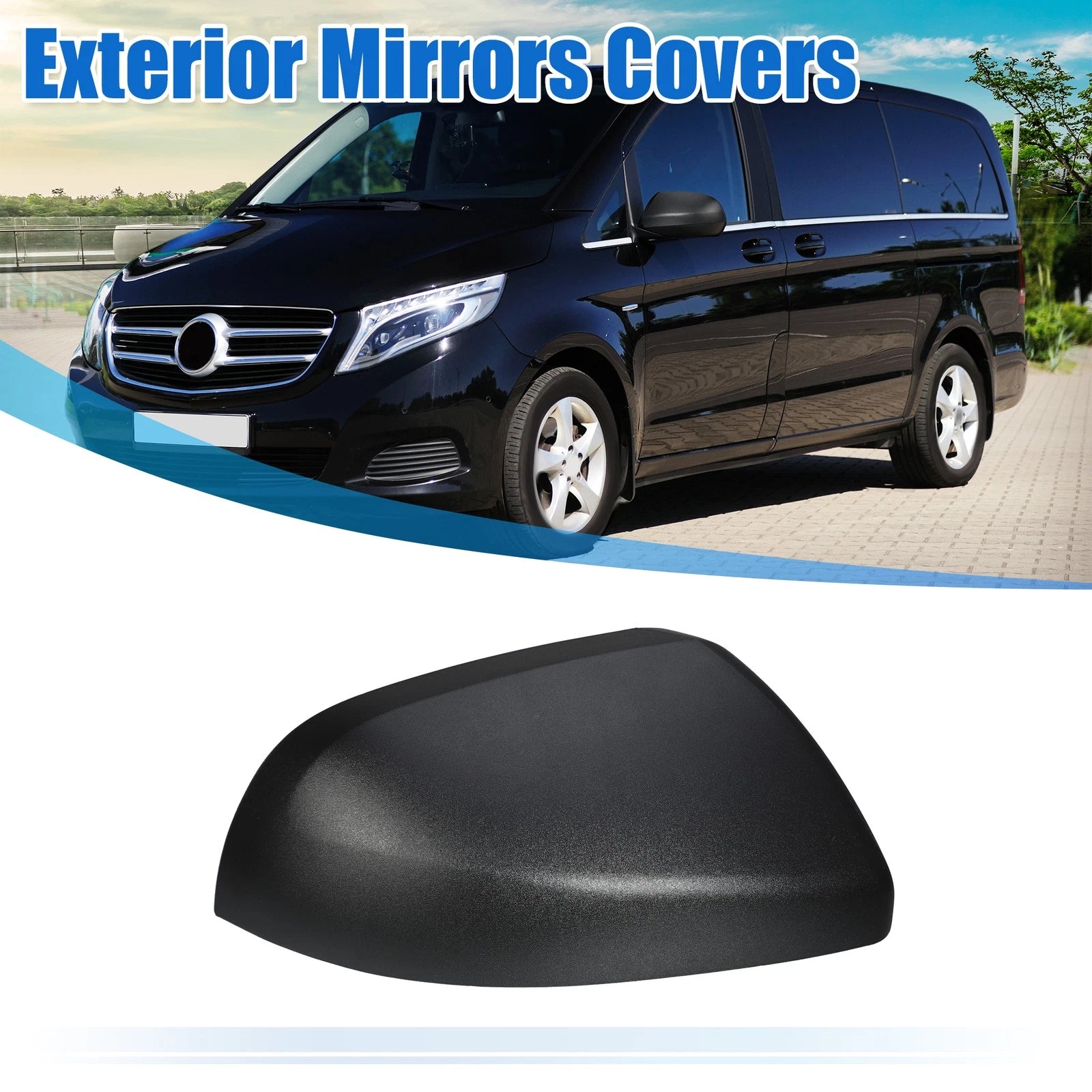 Matte Black Rearview Mirror Cap for Mercedes Vito W447 (2014–2020) Right Side