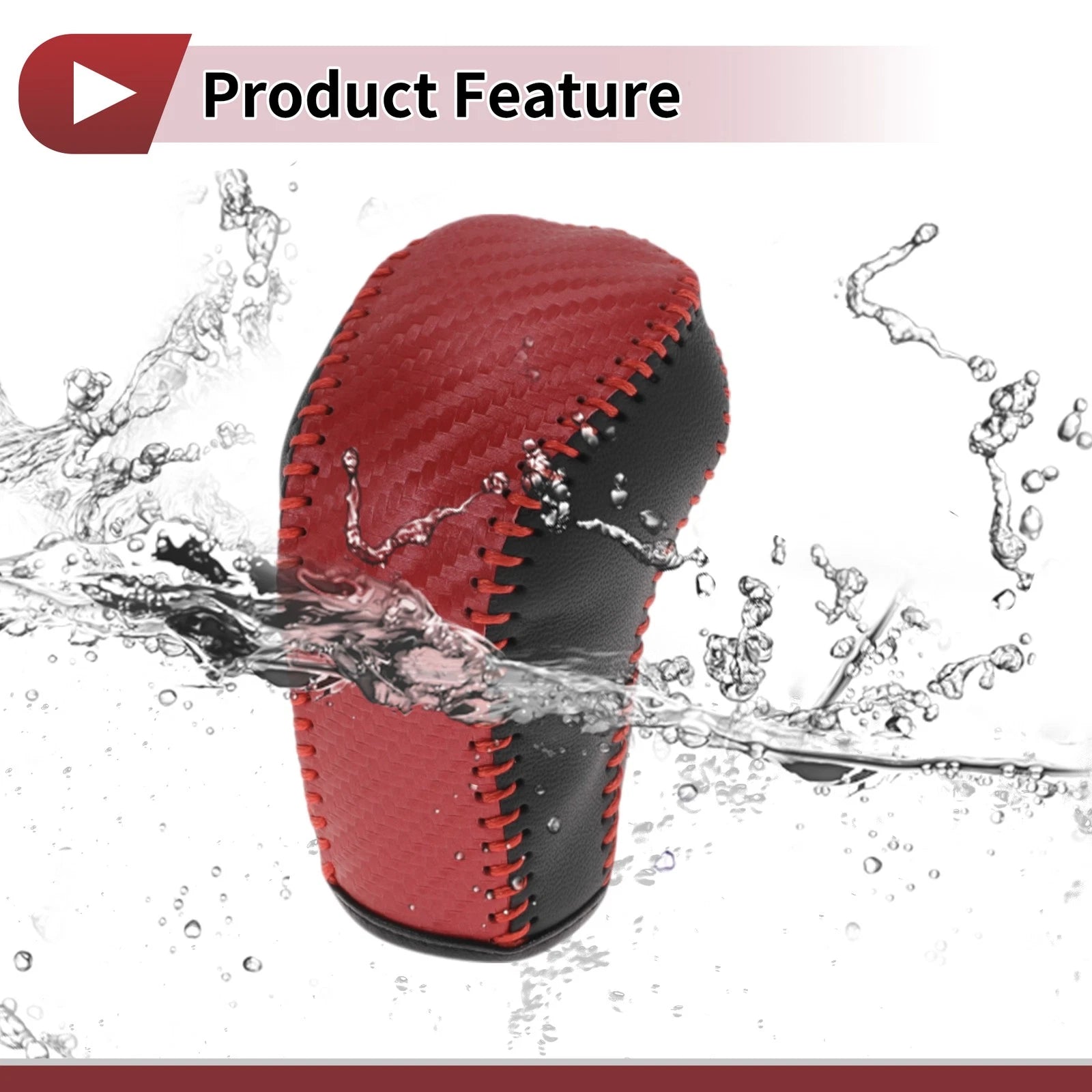 1 Pc Gear Shift Knob Cover for Hyundai Tucson (2015–2018) Black Red Faux Leather