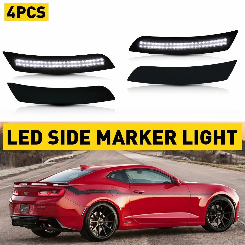 4X White LED Side Marker Light Turn Signal Lamp for Camaro (2016–2021)