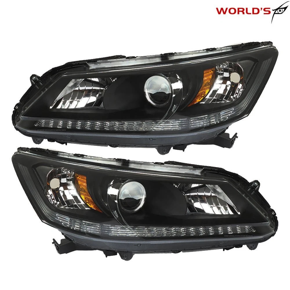 Set of 2 Headlights for Honda Accord (2013–2015) Black Housing