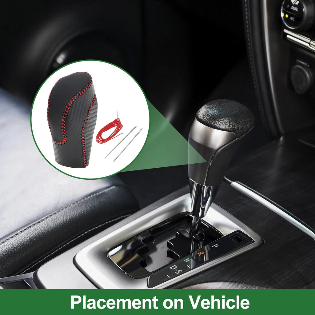 Gear Shift Knob Cover for Subaru Forester (2018–2023) Black Carbon Fiber Red