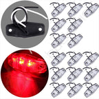 Pack of 16 Clear Lens Side Marker Lights for Trailer Truck Pickup 12V