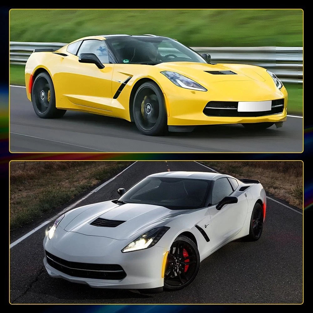4X Clear Lens LED Side Marker Light Assembly for Chevrolet Corvette C7 (2014–2019)