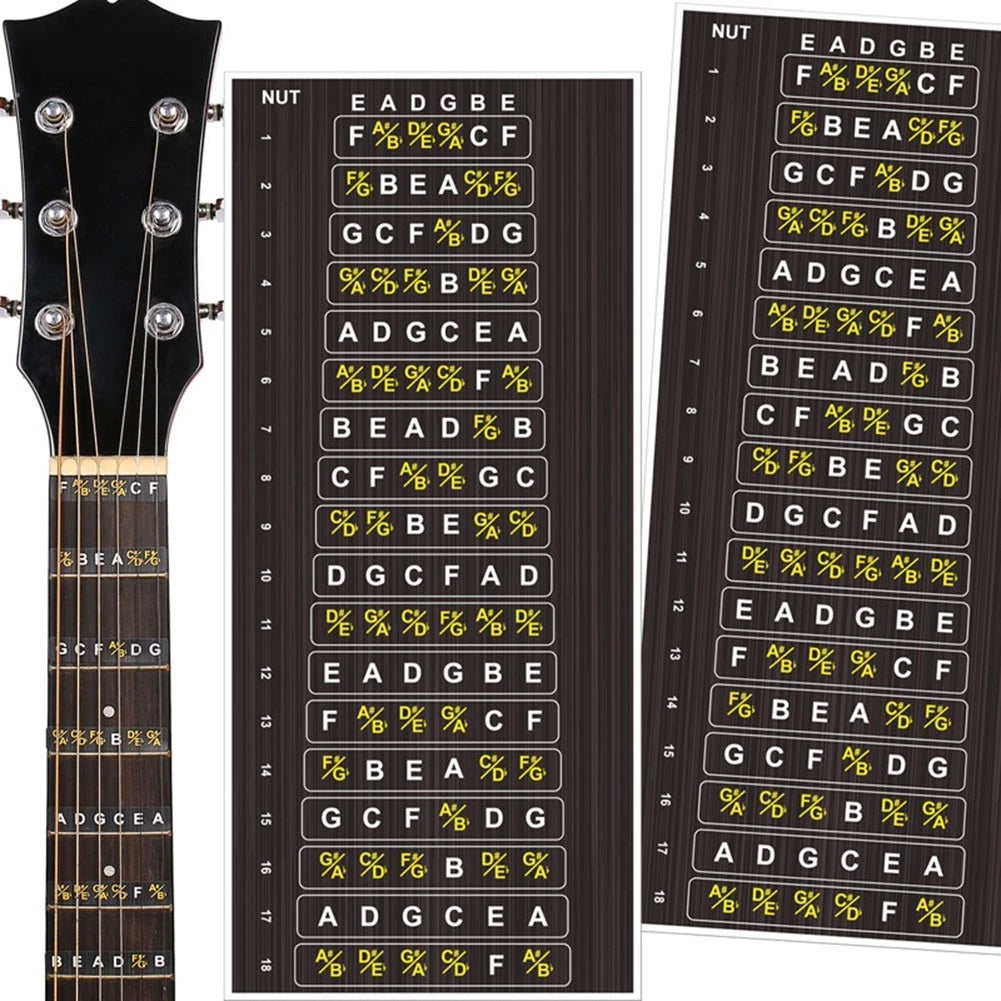 Guitar Neck Fretboard Map with Removable Vinyl Stickers