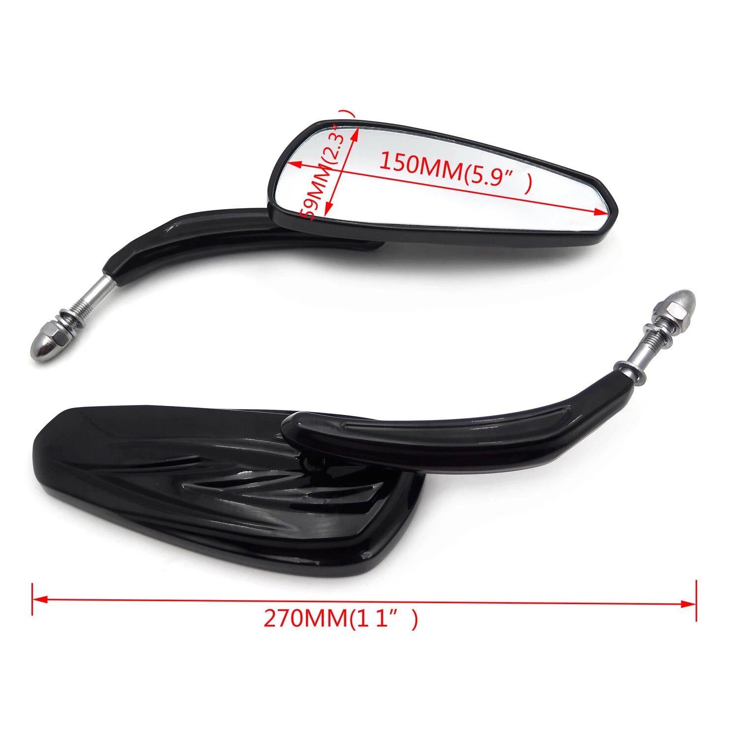 8mm Black Rear View Side Mirrors for Harley Touring Road Glide Electra
