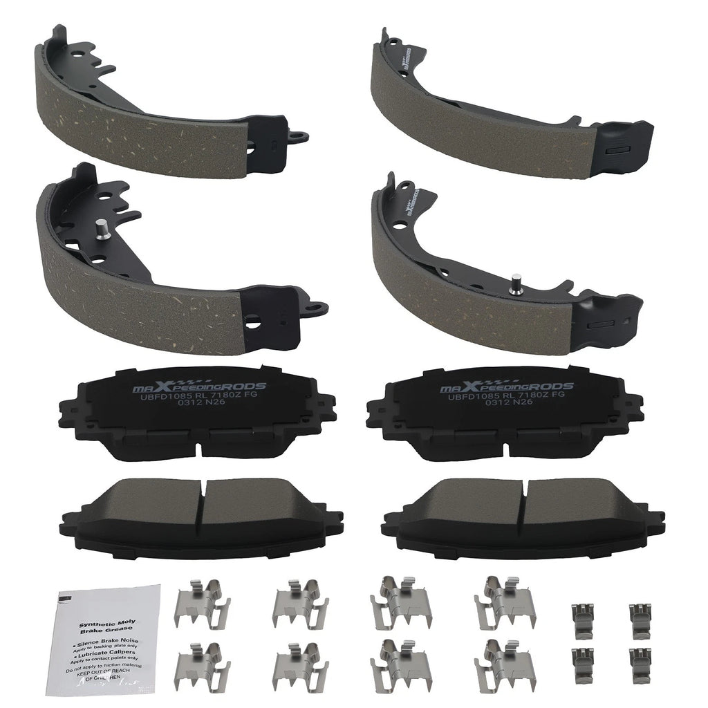 Set of 4 Ceramic Brake Pads and Drum Shoes for Toyota Yaris (2006–2014) D1184