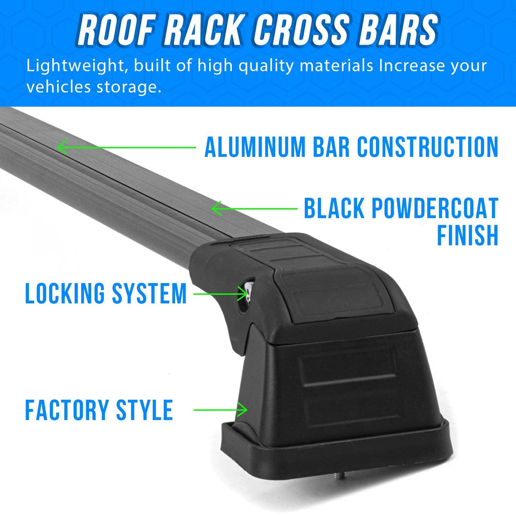 Set of 2 Aluminum Roof Rack Cross Bars for Kia Soul (2014–2019)