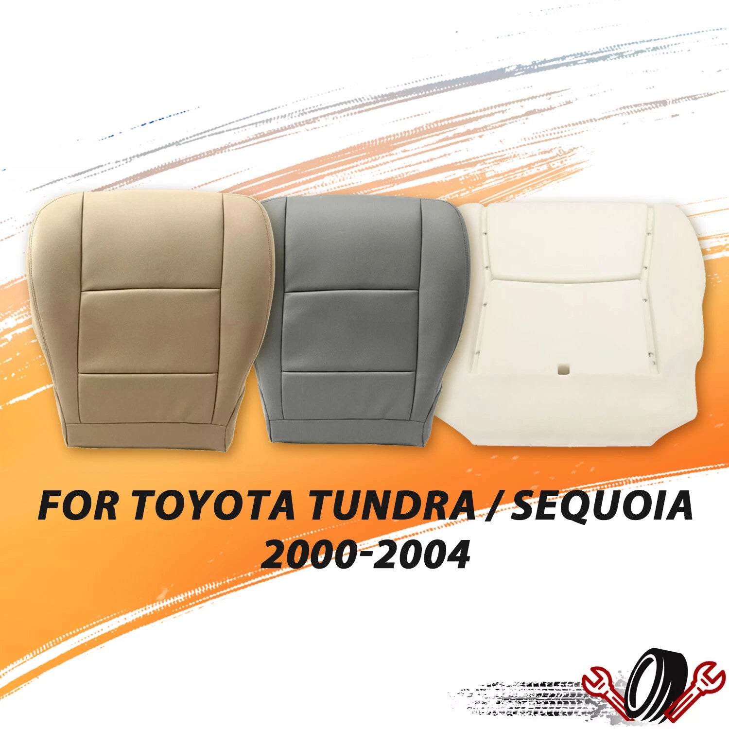 Set of 2 Bottom Seat Covers & Foam Cushions for Toyota Tundra (2000–2004)