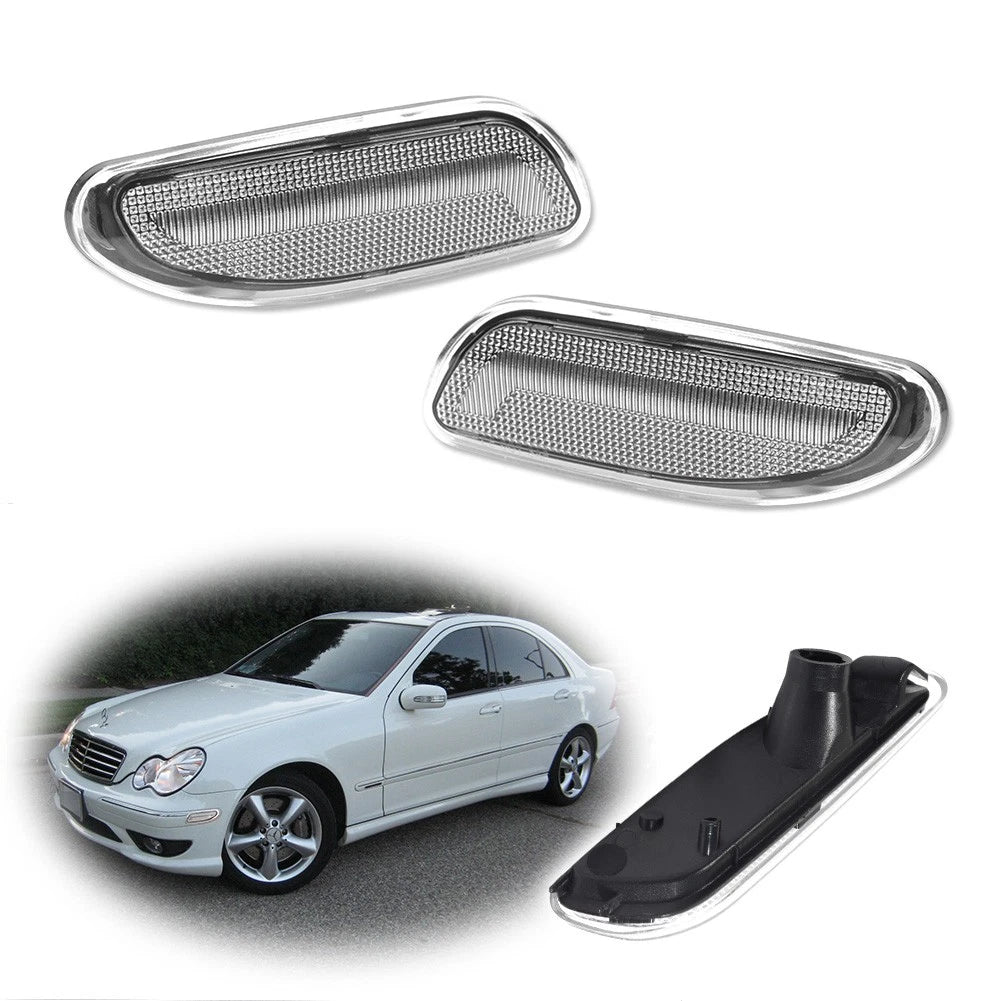 2X Clear Front Side Marker Lights for Mercedes-Benz C-Class (W203)