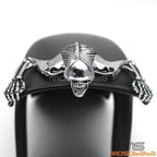 7'' Chrome Headlight Visor Skull Ornament for Harley Road King