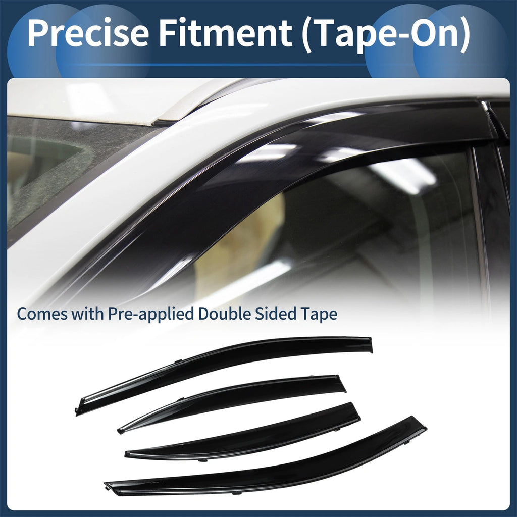 Set of 4 Window Deflectors for Honda Civic Sedan (2012) - Black Vent Visors