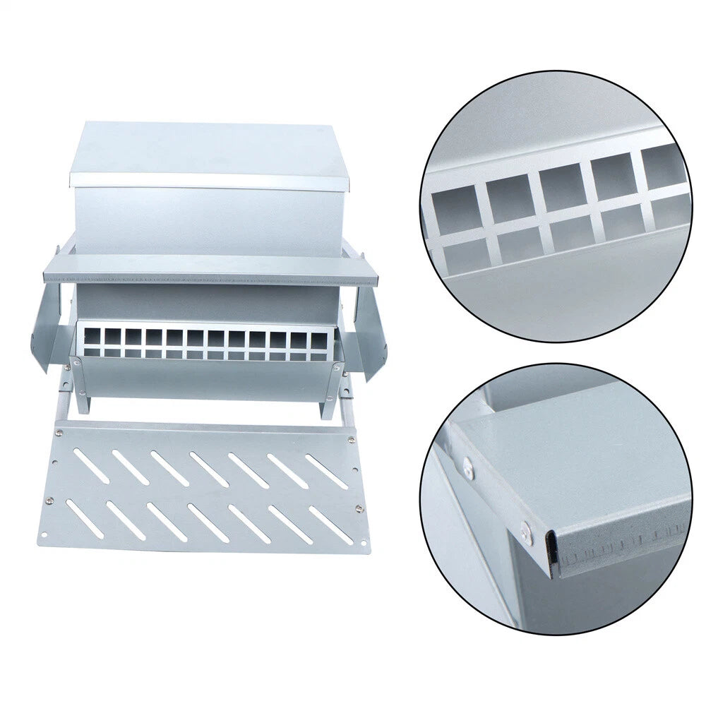 Galvanized Steel Chicken Feeder with Weatherproof Lid for Poultry