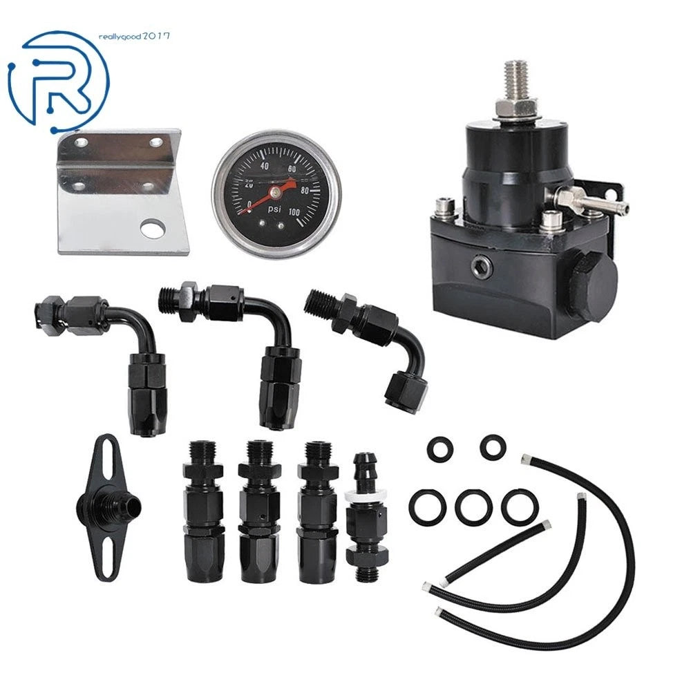 Fuel Pressure Regulator Kit with 100psi Oil Gauge AN-6 Fitting