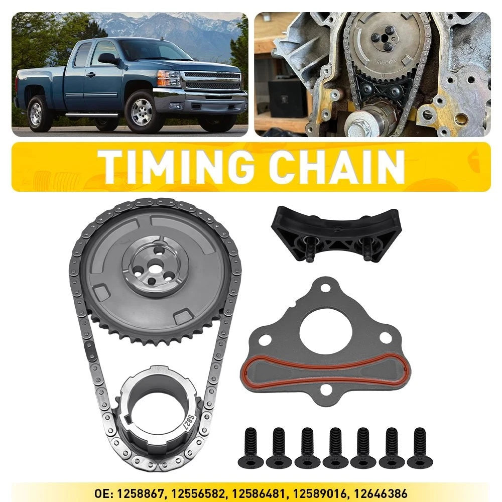 Complete Timing Chain Set Gasket for GM 4.8L 5.3L 6.0L LS2 LS3 LSA (2000–2023)