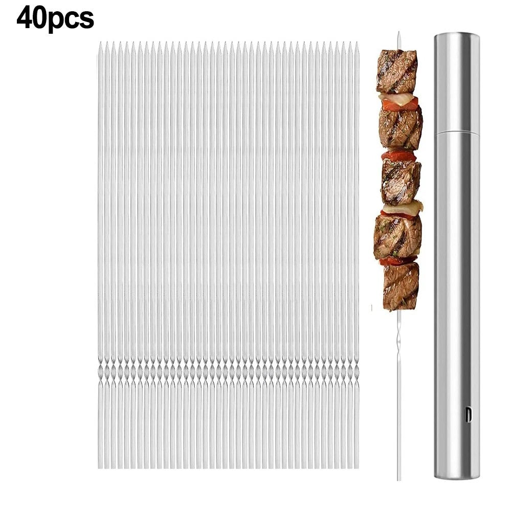 Set of 4 Reusable Skewers for Brazilian Barbecue - No Spin Design