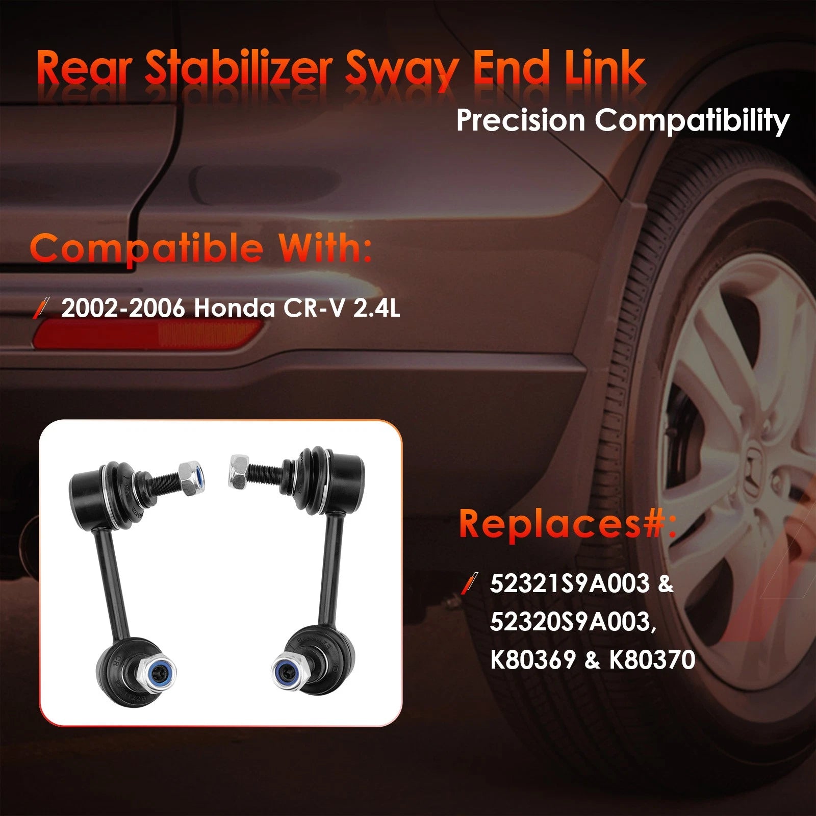 Set of 2 Rear Stabilizer Sway Bar End Links for Honda CR-V (2002–2006) K80369